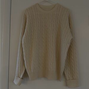 St. George Cream Cable Knit Wool Blend Sweater Size S Classic Knit
